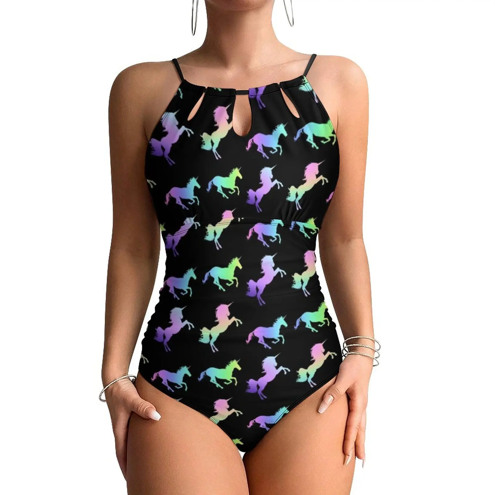 Rainbow Unicorn Swimsuit Colorful Animal Print Push Up Swimwear One Piece Bath Bathing Suit Swimsuits Sexy Graphic Beachwear