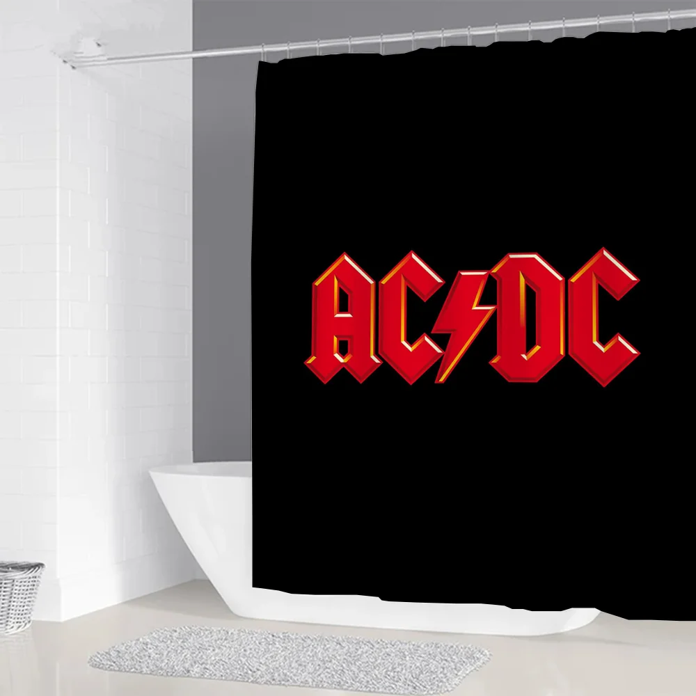 Rock-ACDC Shower Curtain for Bathroom Accessories Folding Partition Bath Curtains Bedrooms Waterproof Fabric Things the Set Home