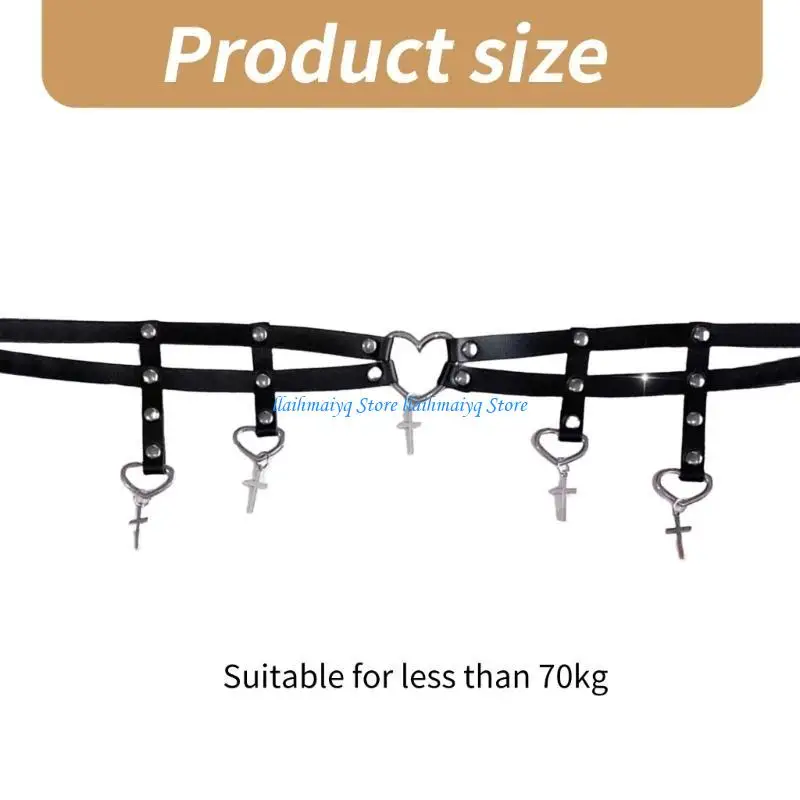 573B حزام الخصر شرابات سلسلة فريدة من نوعها لحزام راعية البقر في النادي على شكل قلب #6