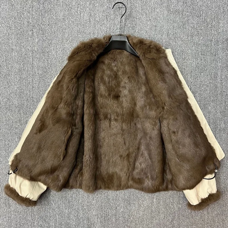 2025 New Fur-Lined One-Piece Furry Coat For Ladies Korean Style Reversible Parkas Winter Faux Fur Coat Warm Comfortable Women