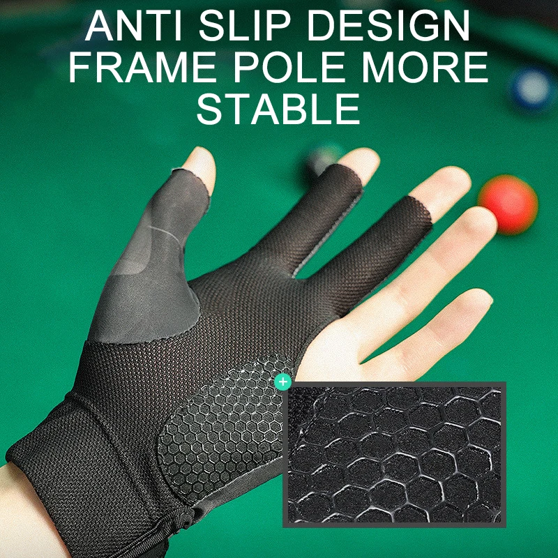 LOOGDEEL Open Finger Billiard Pool Gloves Adjustable Sticker Polyester Snooker Billiards Gloves Portable Training Accessories