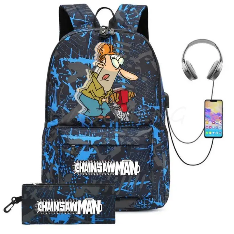 

Backpack The Chainsaw Man 2Pcs School Bag Students Kids Backpack Teenager Laptop Backpacks Boys Girls Mochilas