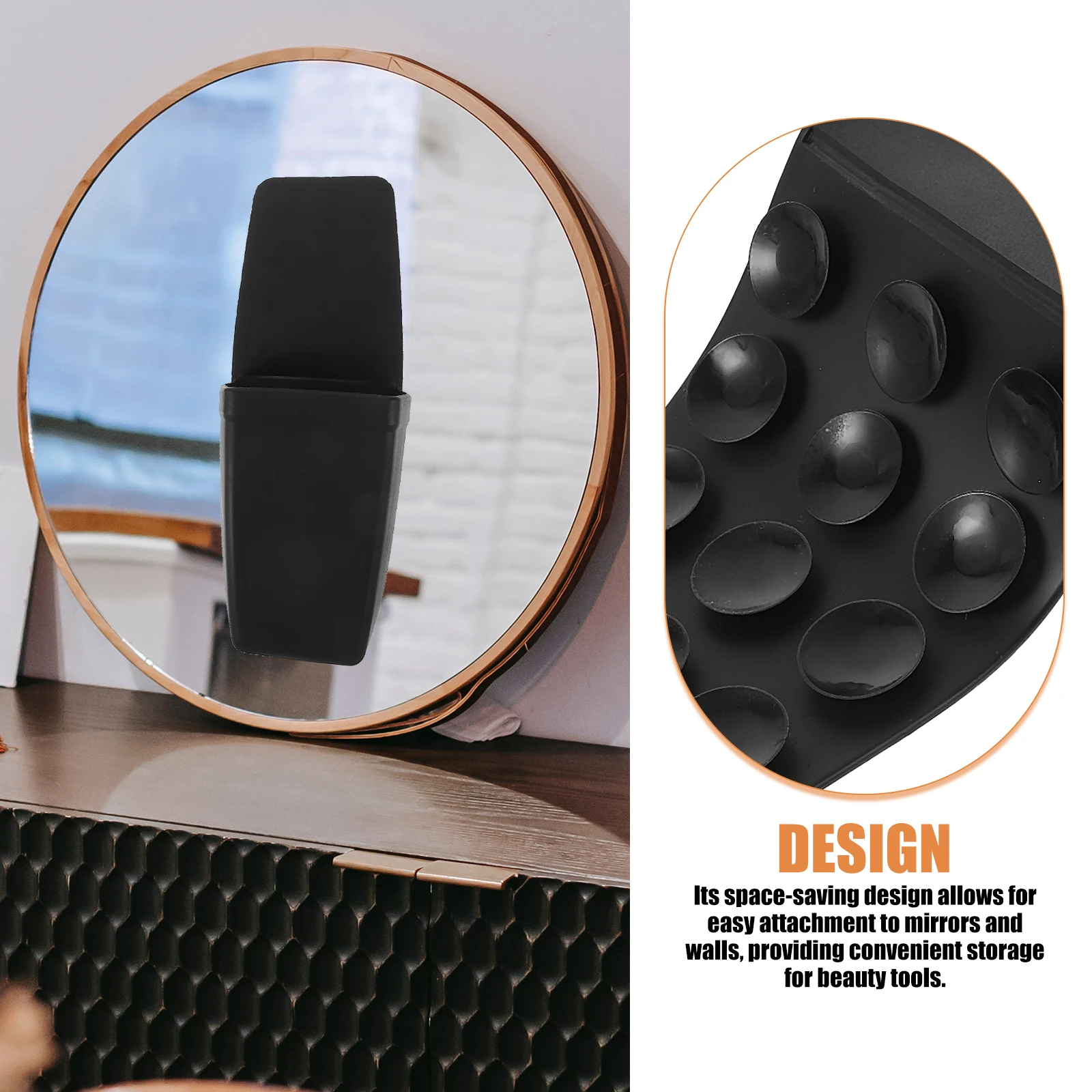 

Makeup Brush Storage Black Silicone Bucket Suction Cup Bathroom Organizer Hair Dryer Holder Curling Iron Storage Wall Mount Tool