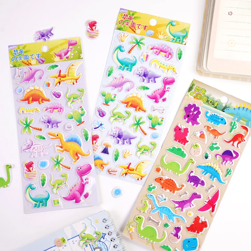 4 pcs/lot Cartoon Dinosaur Park Puffy 3D Stickers Scrapbooking Diy Journal Cute Stationery Diary Sticker Ablum Gift