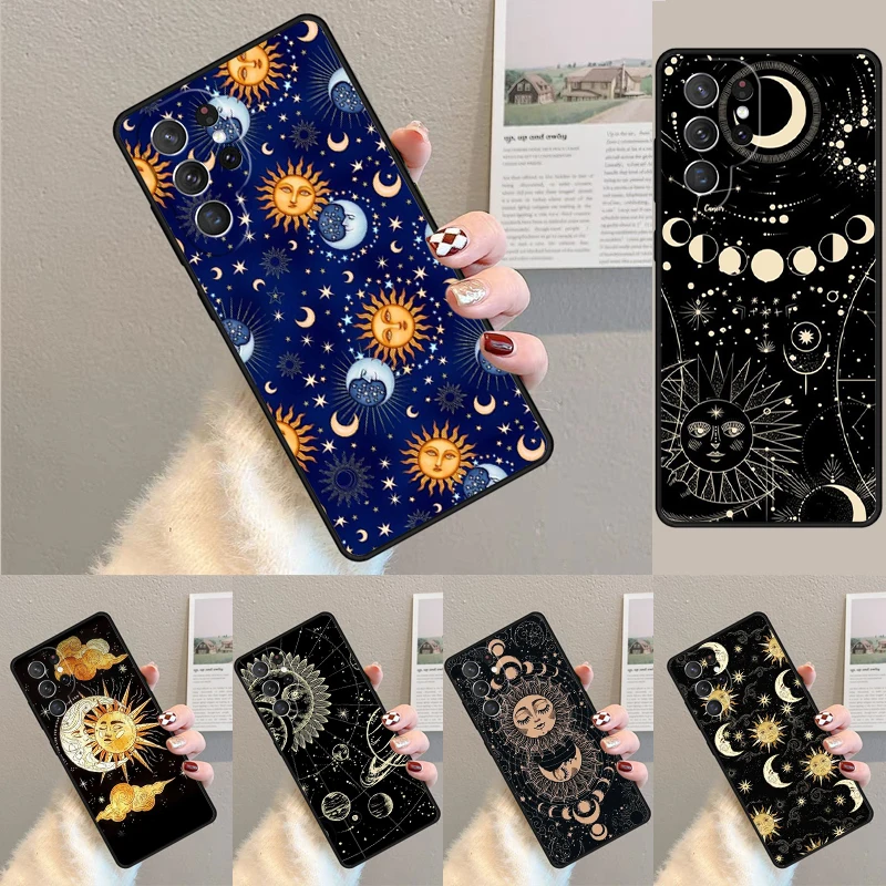 Sun Moon Face phone case Cover For Samsung Galaxy S24 S25 Ultra S21 S22 Ultra S10E Note 10 Plus Note 20 FE S23