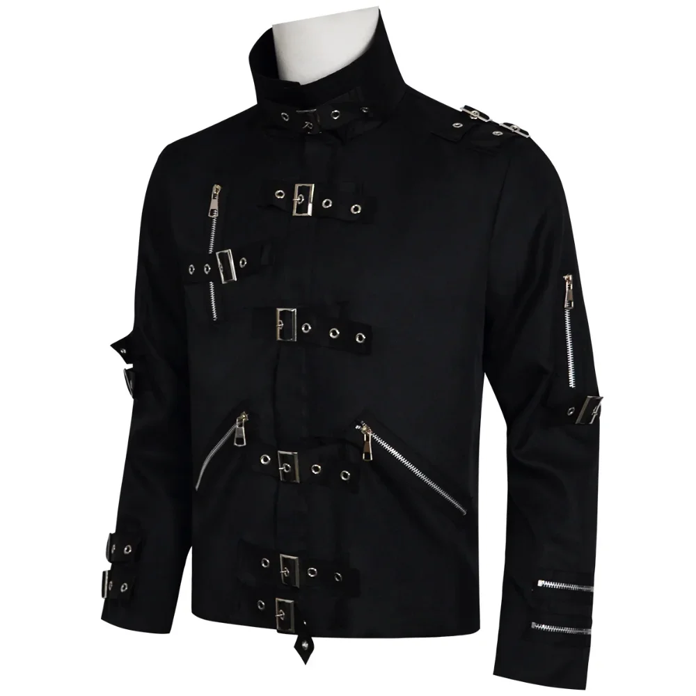 Michael Cosplay Jackson Costume BAD Punk Jacket Black Slim Jacket Costume Clothing For Man Adore Stars Impersonator Halloween view 2