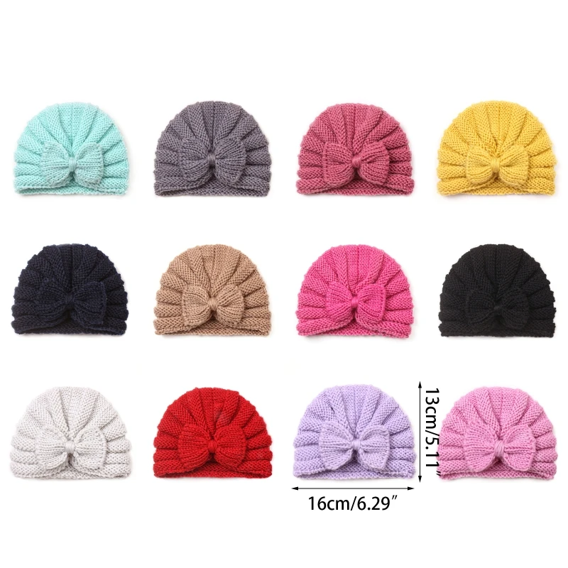 Baby Turban Hat Beanie Hat Winter Autumn Bow Knot Cap for Girls 0-24M Breathable Headdress Highly Stretchy Universal Hat