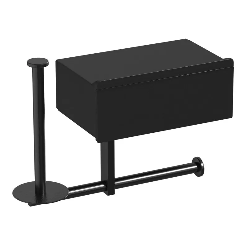

ABDJ-Black Modern Wall-Hung Toilet Paper Rack With Integrated Storage, Bathroom Tissue Dispenser Featuring Wet Tissue Container