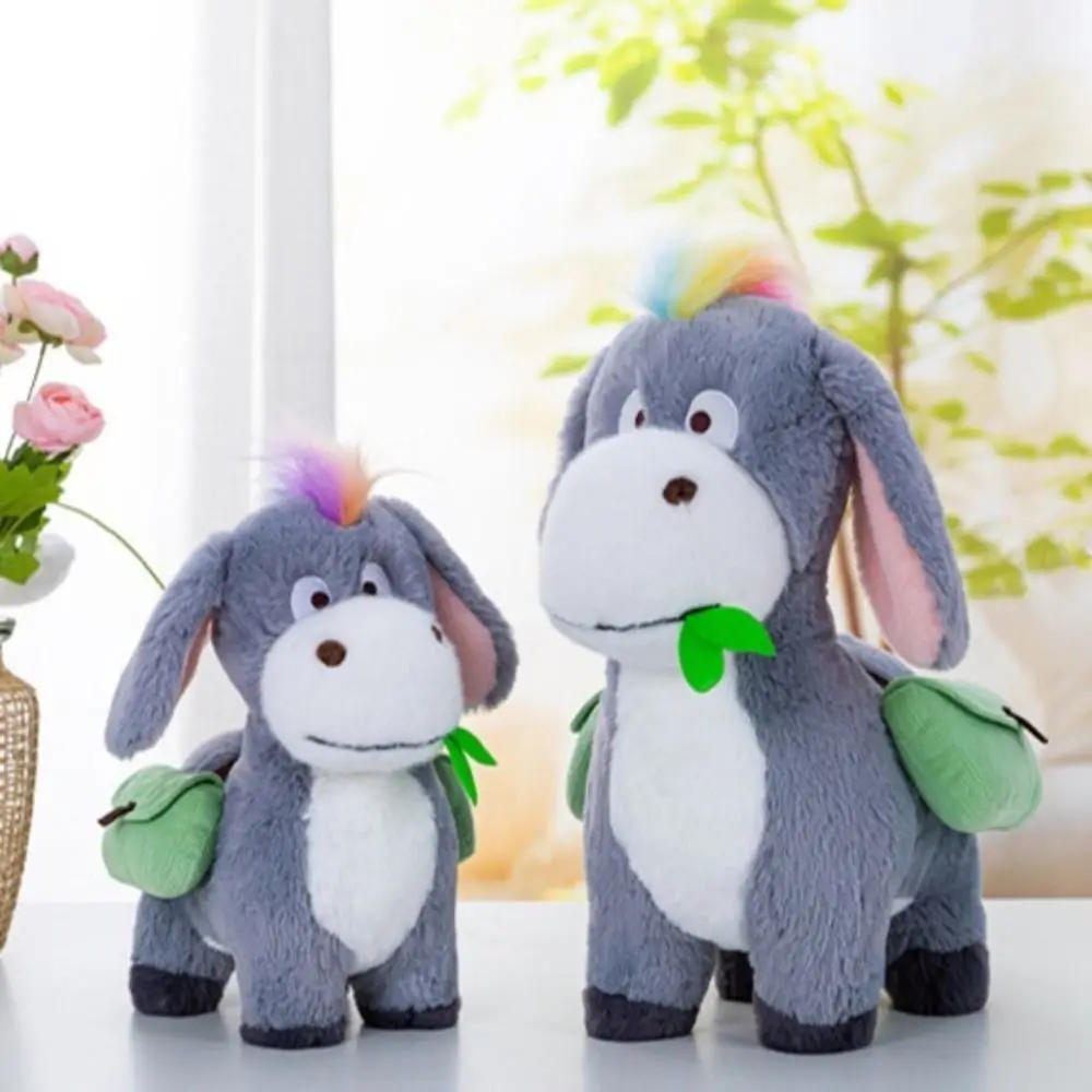 Kawaii 30cm Backpack Donkey Plush Toys Cartoon Cute Animal Stuffed Doll Toy Gift Short Plush Donkey Plush Ornament Christmas