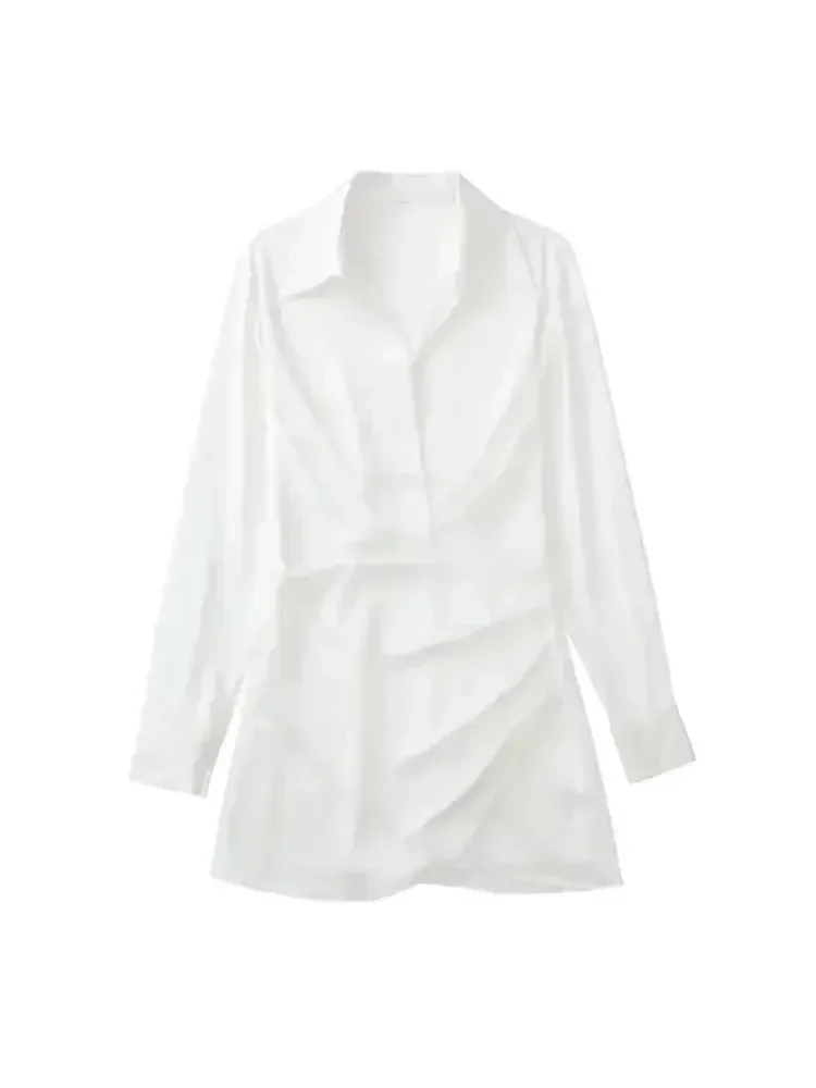 ฤดูร้อนผู้หญิงแฟชั่นรวบรวมซาตินมินิเดรสวินเทจคอวีแขนยาวหญิงVestidos