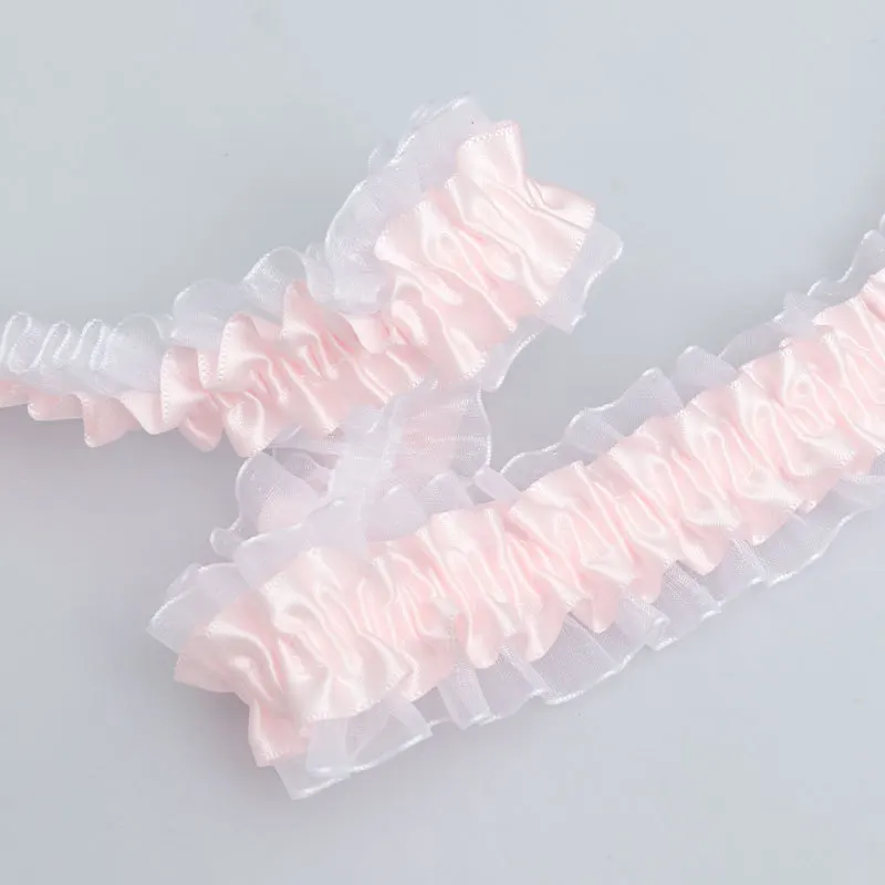 20 Yards Polyesterband, 38 mm Breite, für DIY-Bastelarbeiten, Kleidung, dekorative Spitzenbänder, Bekleidungszubehör, elastisches Rüschenband – Detail 2