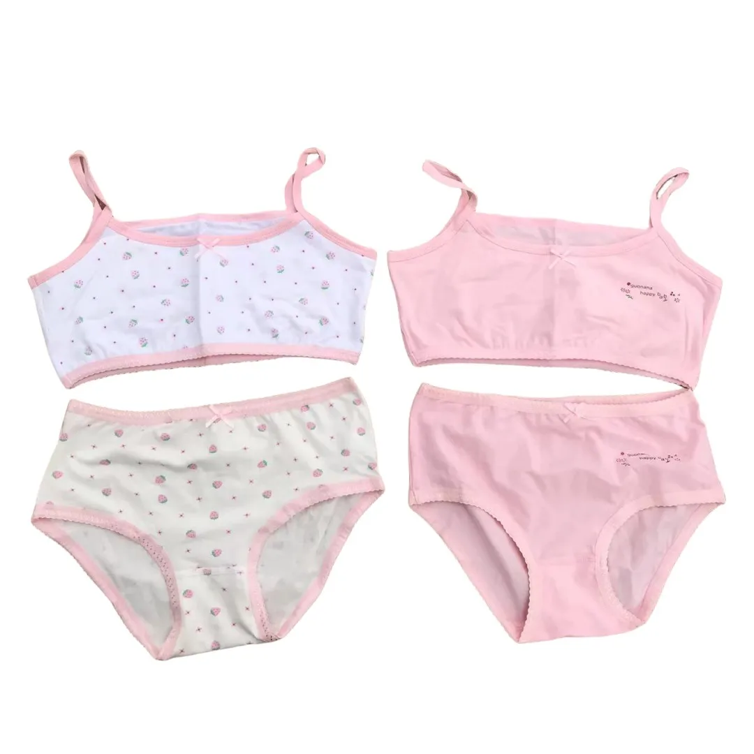 Mädchen-BH-Boxershorts-Set, niedliche Blumen-Erdbeer-Drucke, Teenager-Unterwäsche, Größe 130–160, große Mädchen-Unterwäsche, BH-Höschen-Set – Detail 13