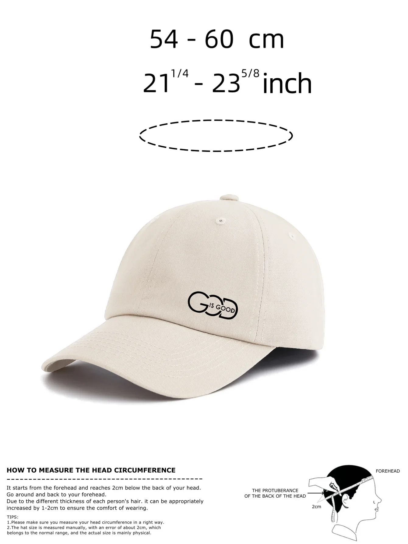 God Is Good Graphic Typography Cap Classic Christian Dad Hat Beige Religious Spiritual Gift for Believers Pastors Church Members - view 2