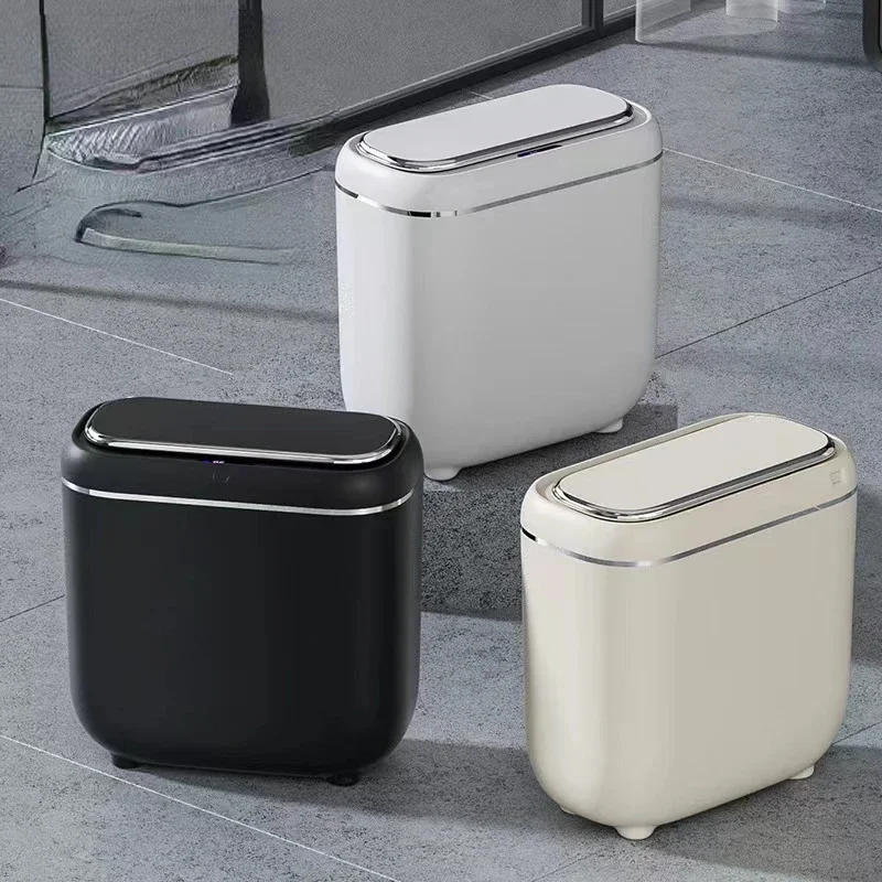 14L Bathroom Automatic Sensor Trash Can Narrow Smart Trash Can Waterproof Trash Bin With Lid Charging Wastebasket Smart Home