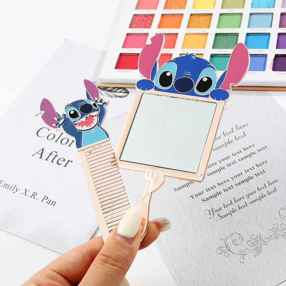 Super cute, Stitch makeup brush set, creative portable hand mirror and comb to choose from, suitable for girls' birthday parties