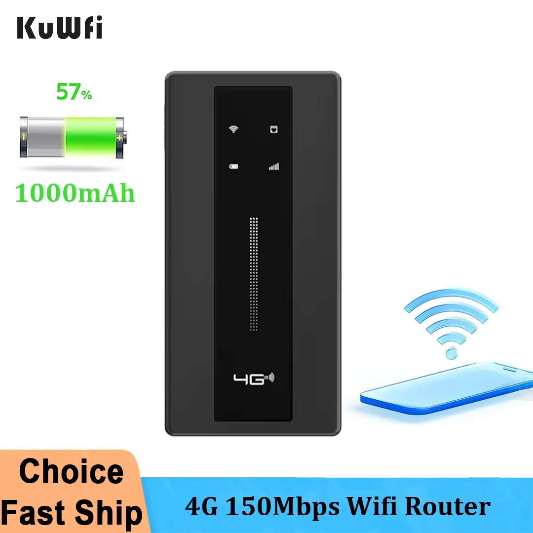 KuWFi Mobile Wifi Router 10000mAh Portable Lte Router CAT4 Outdoor Travel Pocket Wifi Hotspot with RJ45 TS9 Antenna Port WPS