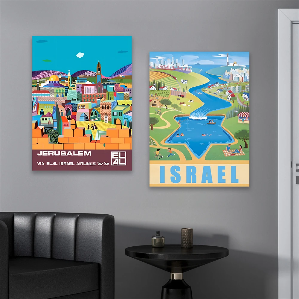 Israel Art Tel Aviv Vintage Reiseposter Natur Landschaft Jerusalem Reise Kunstdrucke Minimalistisches Zuhause Schlafzimmer Leinwandgemälde