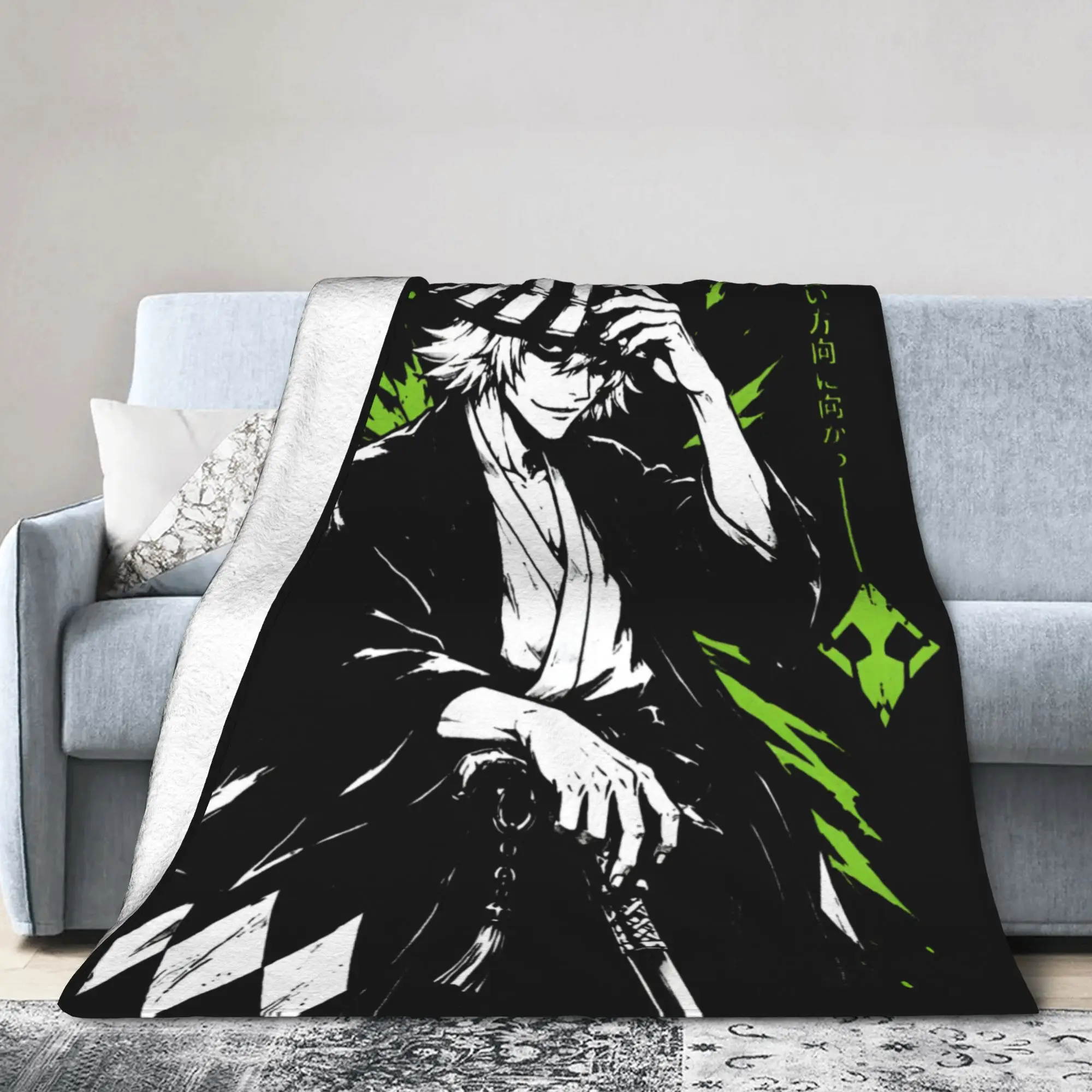Urahara Kisuke Blanket Fleece Spring/Autumn Bleaches Anime Multi-function Thin Throw Blankets for Bed Bedroom Bedding Throws