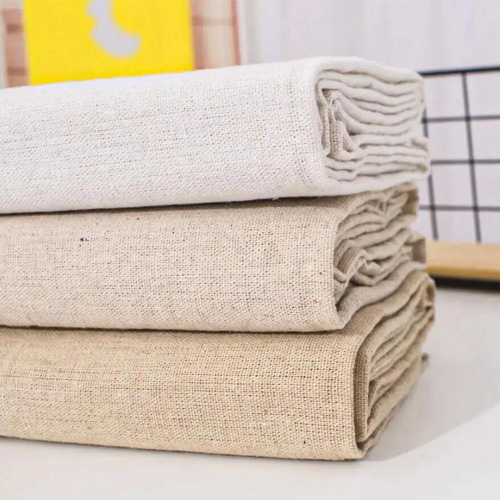 

50x150cm Raw Cloth Hemp Cotton Linen Fabric Burlap Texture for Sewing Patchwork Painting Quilting Table Runner Party Decoration