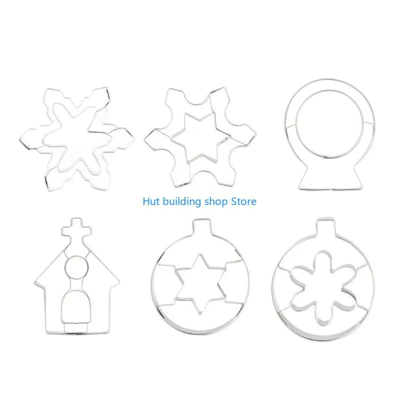 

T21C 6 Pieces Stainless Steel Christmas Cookie Cutters Cookie Moulds Biscuit Cutters Biscuit Molds Kitchen Baking Accessories