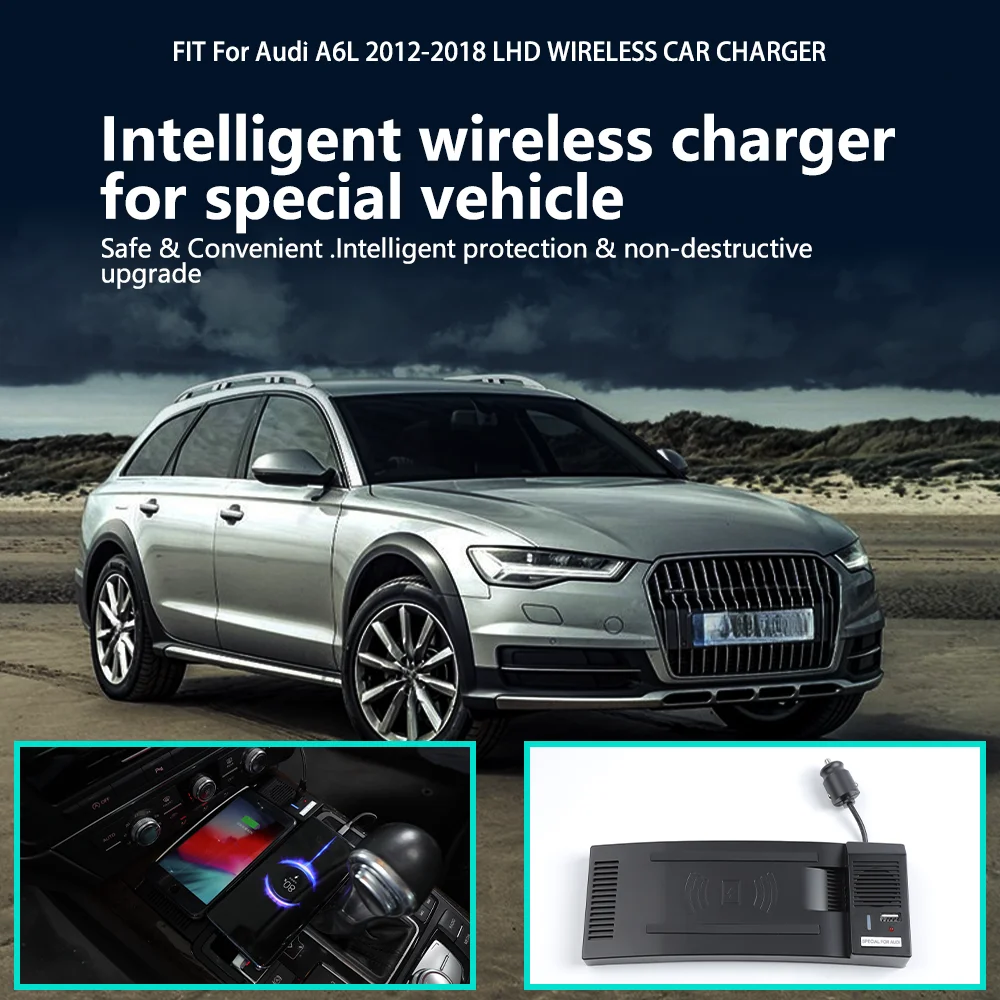 15W Car Wireless Charging Pad For Audi A6 C7 A6L A7 2012~2018 Phone Fast Charger Charging Plate Panel Station iPhone Accessories