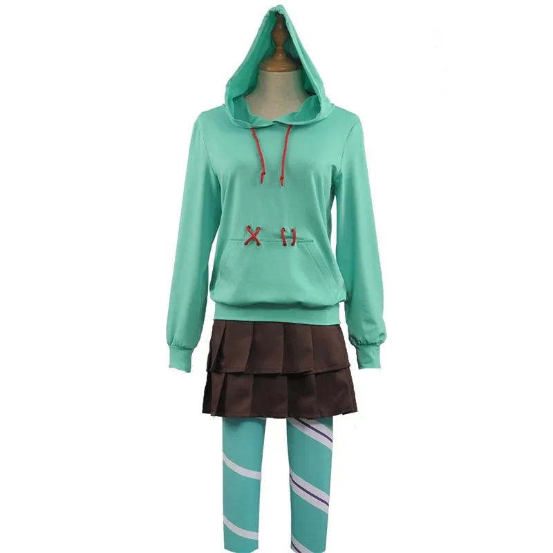 Xixixi Halloween Ralph Cosplay disfraz Vanellope Von Schweetz traje juego Anime sudaderas con capucha falda uniforme traje con medias chica W