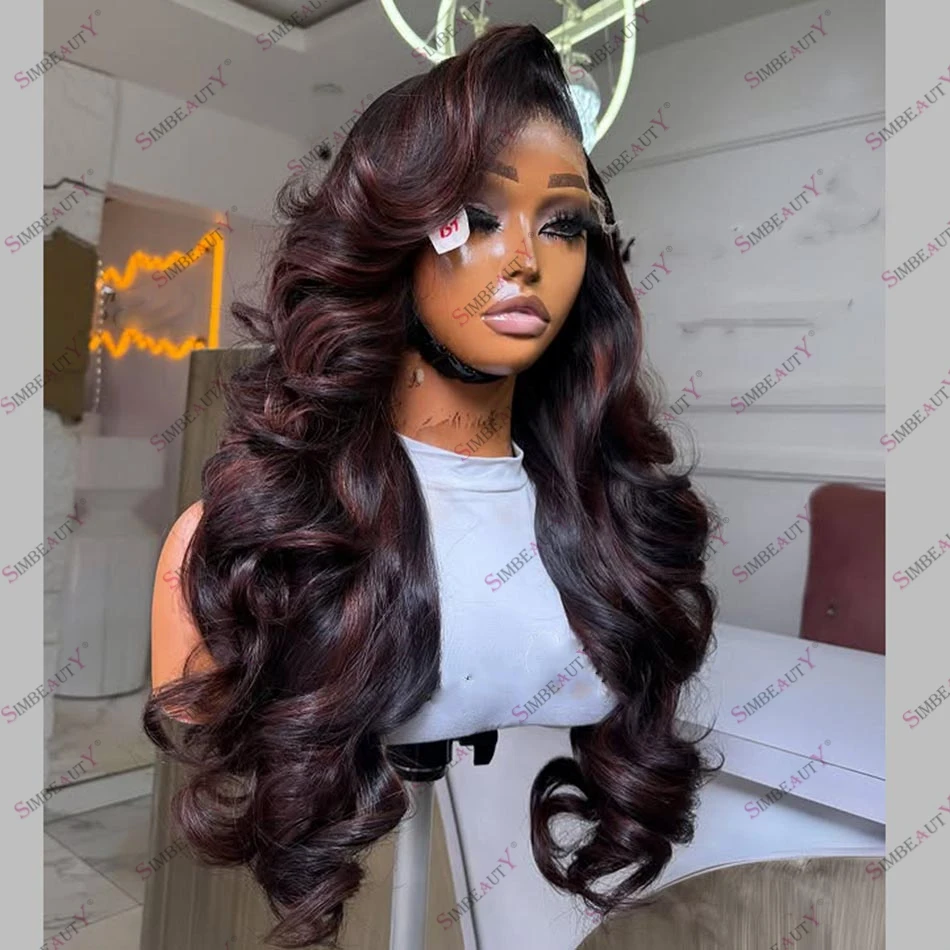 سوبر متموج تسليط الضوء على النحاس براون الشعر البشري الدانتيل الجبهة الباروكات للنساء 1B/33 موجة الشعر 360 الدانتيل الباروكات الأمامية آلة صنع U جزء #2