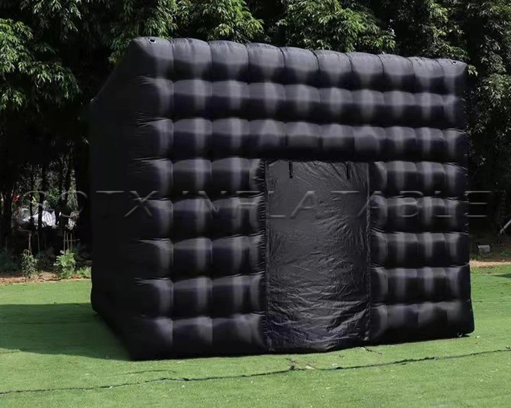 building tent for event party Large black Inflatable Square Tent sport marquee With colorful lights ,inflatable cubic structure