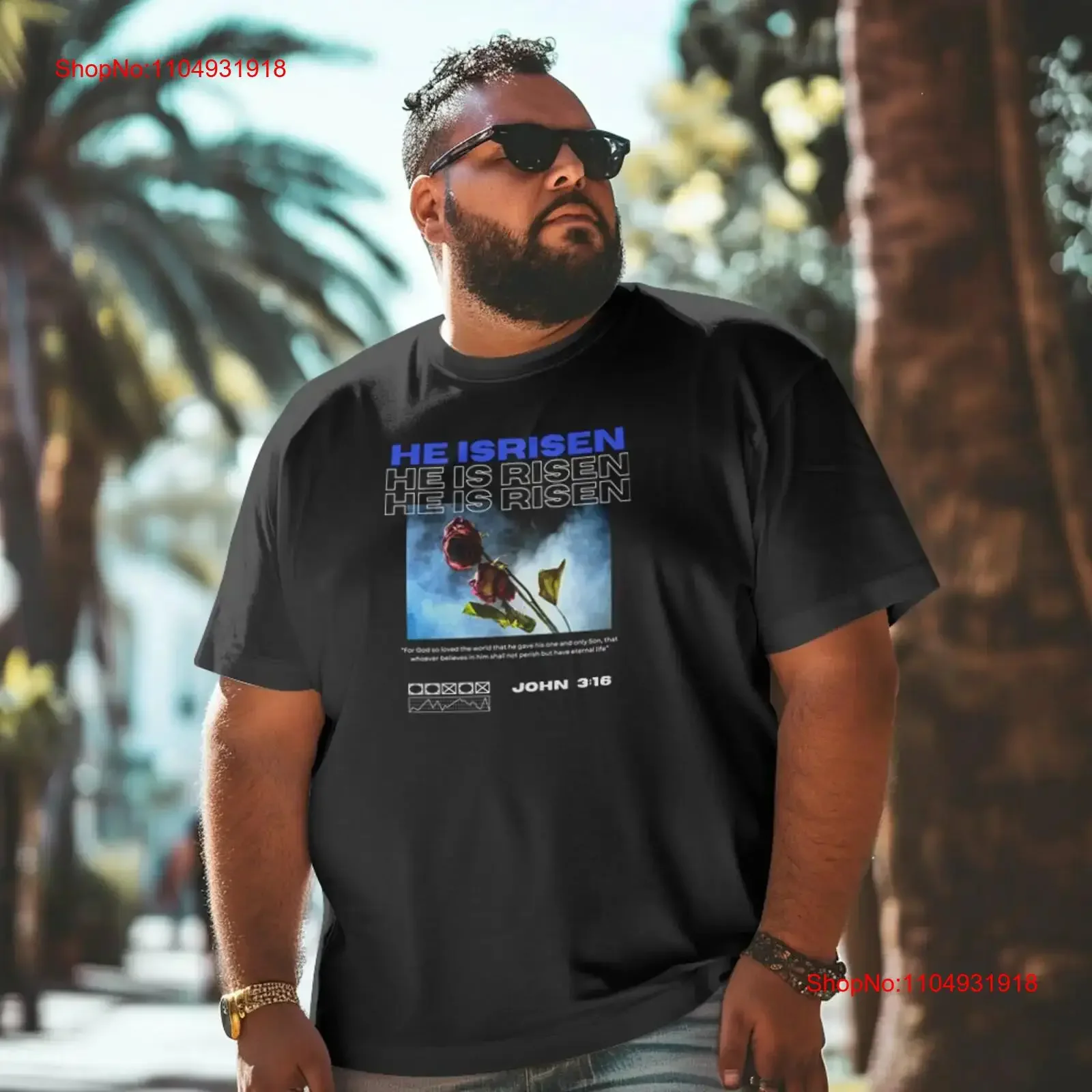 تي شيرت He is Risen John 3 16 تي شيرت عتيق مغسول مريح مصمم ملابس غير رسمية جرافيك متعدد الاستخدامات للجنسين قليلاً