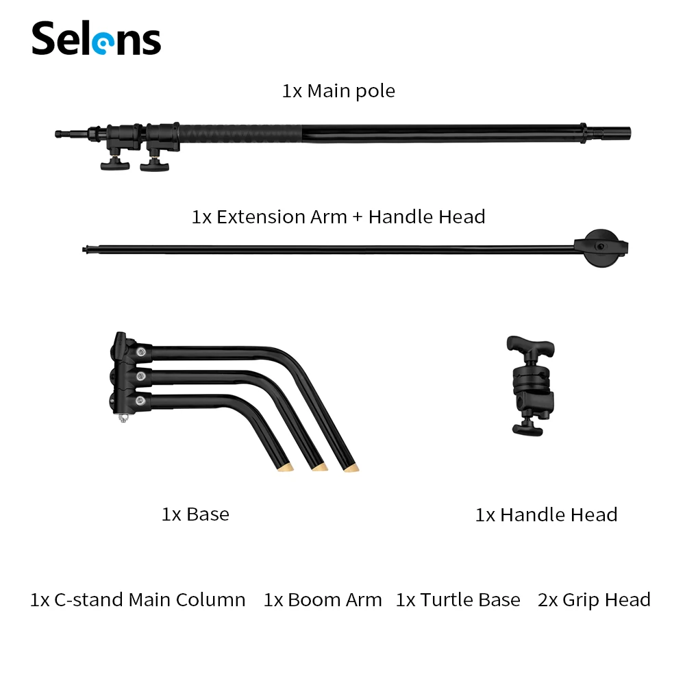 Selens สแตนเลส C-Stand ขาตั้งหลอดไฟขาตั้งกล้อง Boom Arm Magic ขาการถ่ายภาพสำหรับไฟสปอร์ตไลท์,Softbox,photo Studio