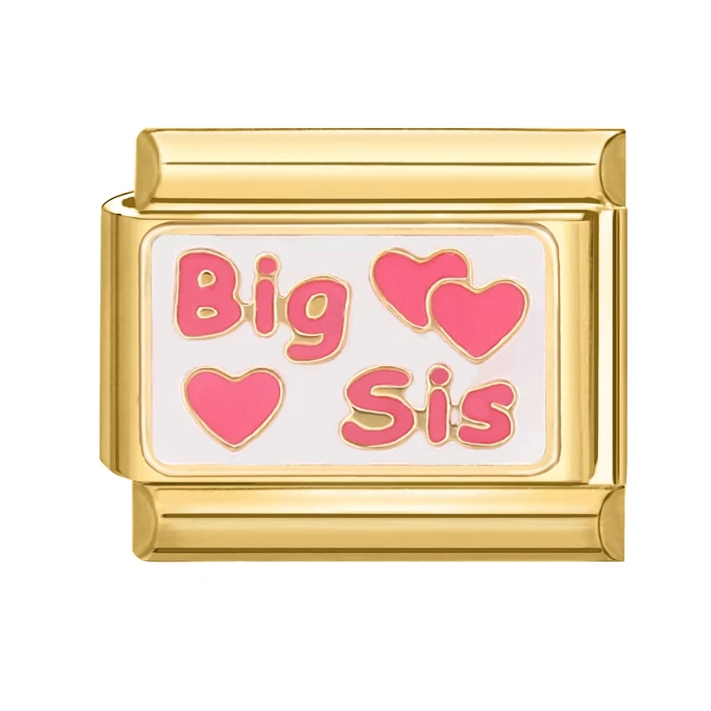 Cold Color Letter Daddy's Girl Big SiS Be Mine Italian Charm Links Stainless Steel Fit 9mm Bracelet Jewelry DIY Making view 4