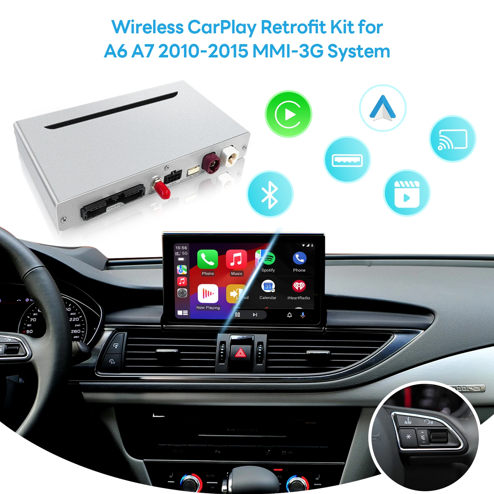 LVDS RGB Wireless CarPlay Android Auto Video Interface A6 A7 2010-2015 MMI-3G System
