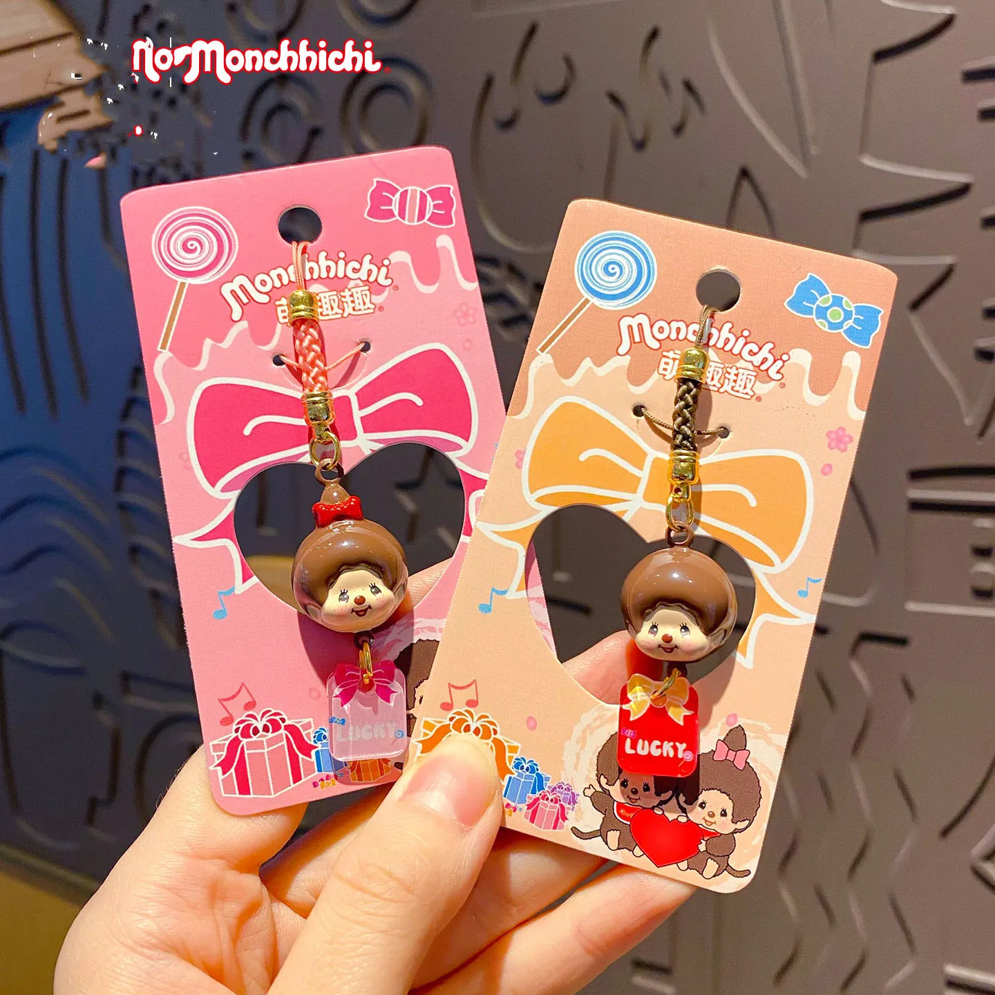 

for ‌Monchhichi Water Sound Bell Pendant pet backpack key chain cartoon creative cute pet couple schoolbag pendant