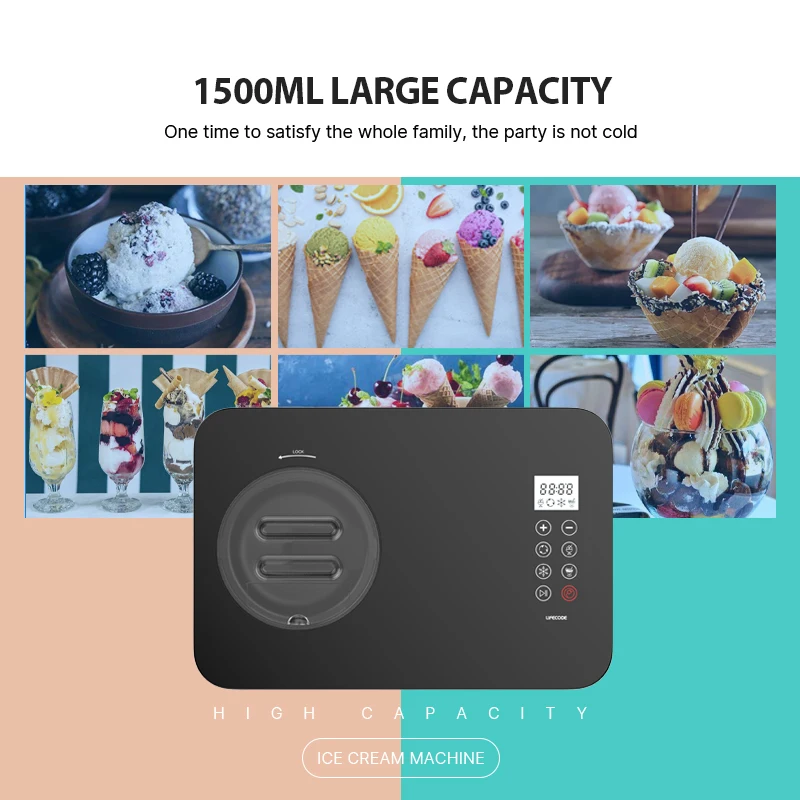 Hot Selling Large Capacity Automatic Home Professional Ice Cream Maker Machine With Compressor