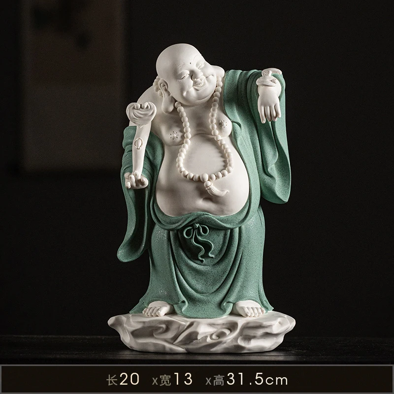 &Lt;Blessings Are Before You&Gt; Ceramic Maitreya Buddha Ornament, High-End Living Room Decoration, Wealth-Attracting Laughing B