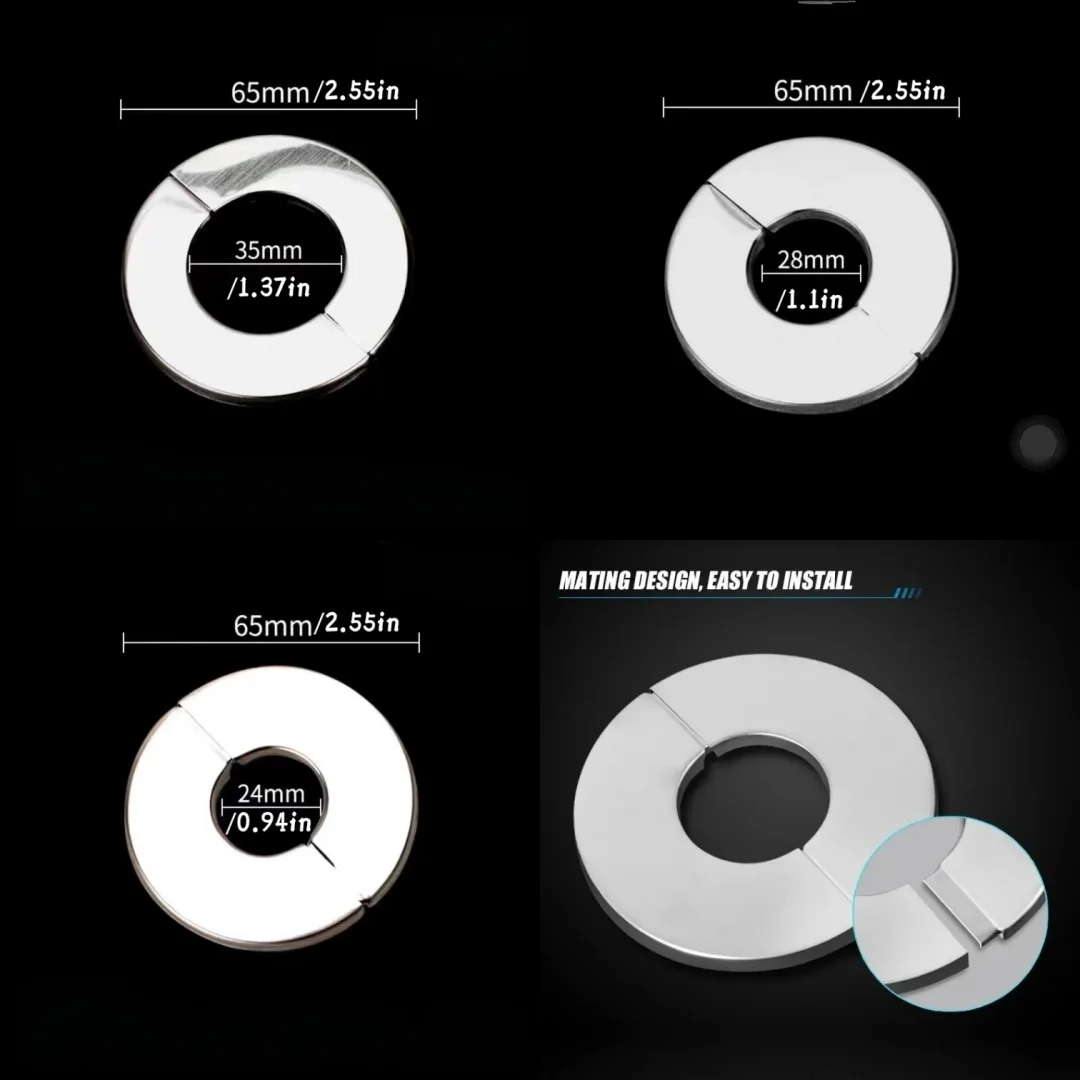 1pc Faucet Decorative Cover Self-Adhesive Stainless Steel Round Covers Shower Water Pipe Wall Hole Cover Bathroom Accessories
