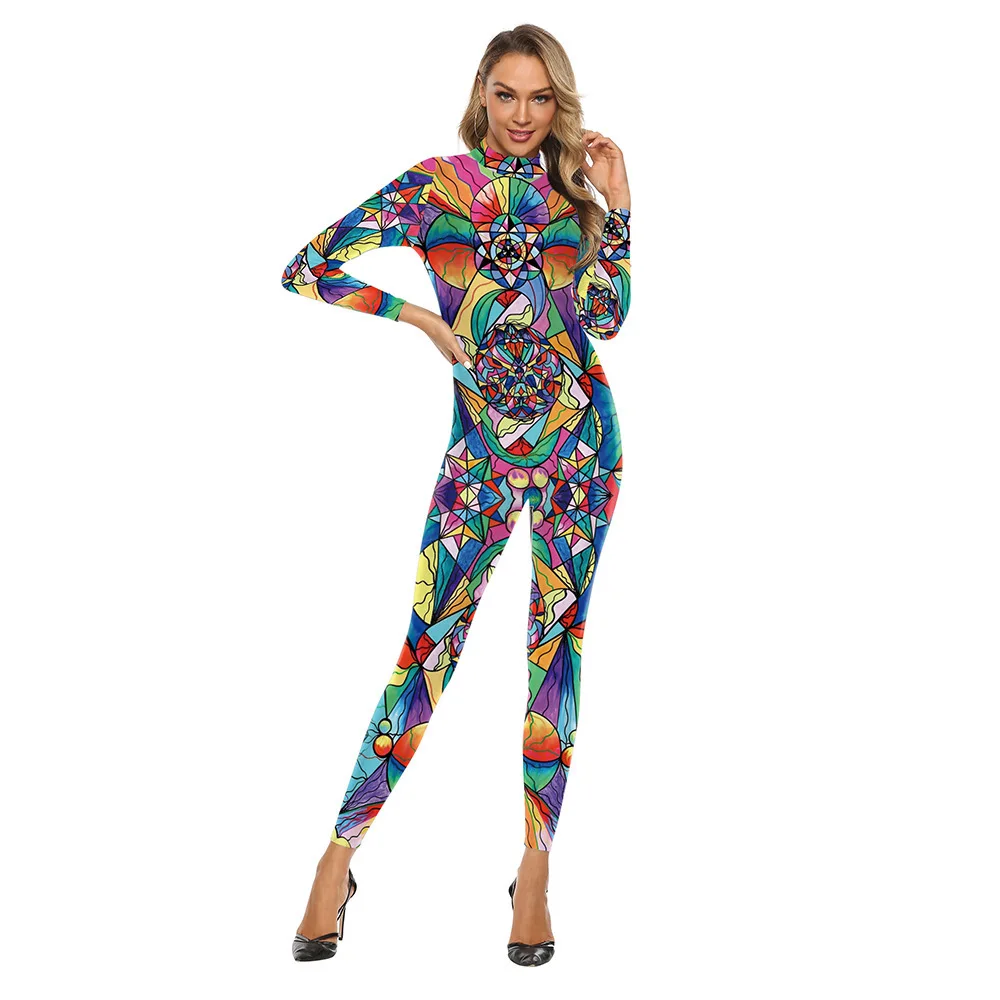 Damen Halloween Cosplay Jumpsuit Kostüm Bedrucktes Faschingsoutfit Kleidung Erwachsenen-Muskel-Performance-Anzug Rüstungs-Bodysuit Zentai – Detail 6