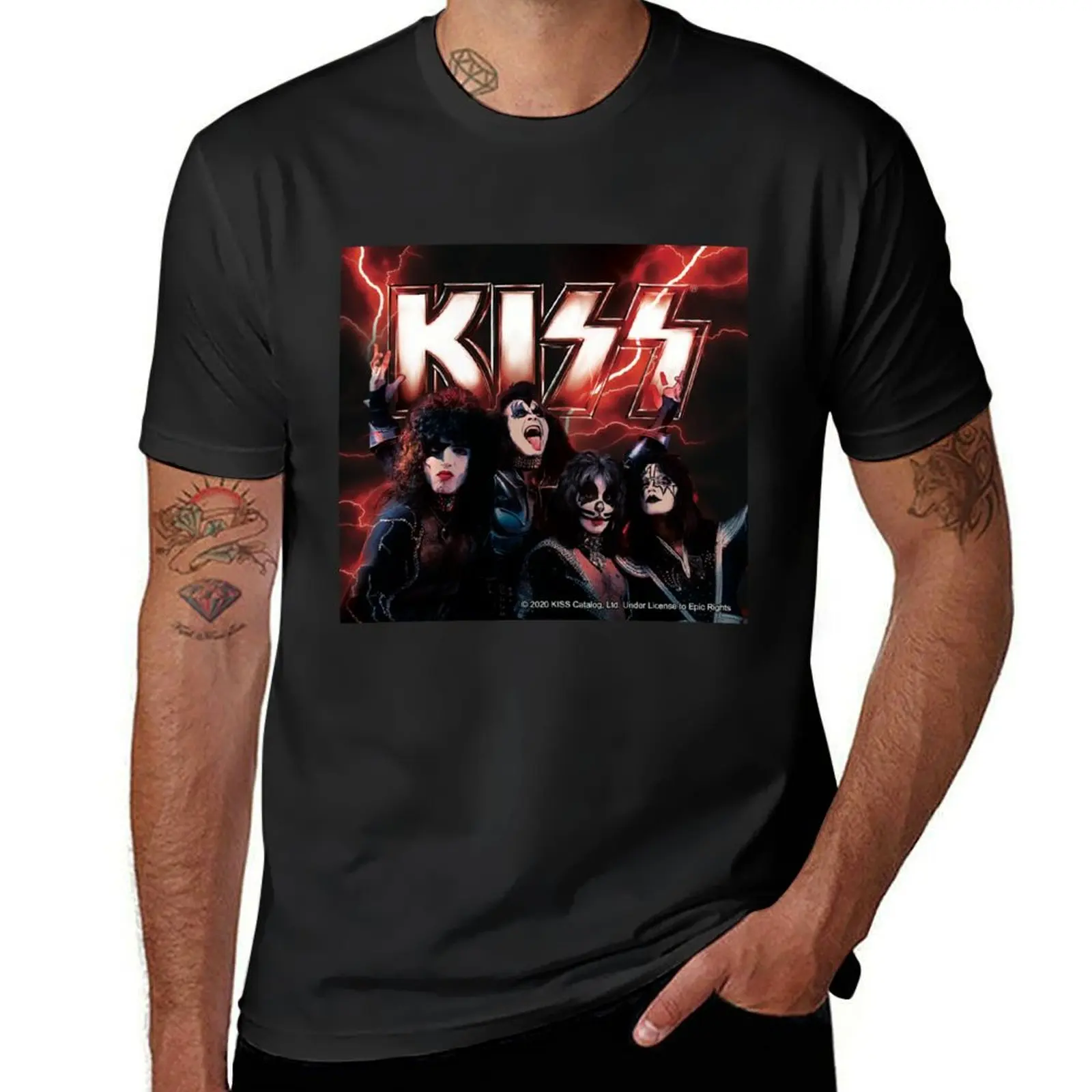 

KISS rock music band - Lightning T-Shirt anime clothes oversized sublime sports fans t shirts for men pack