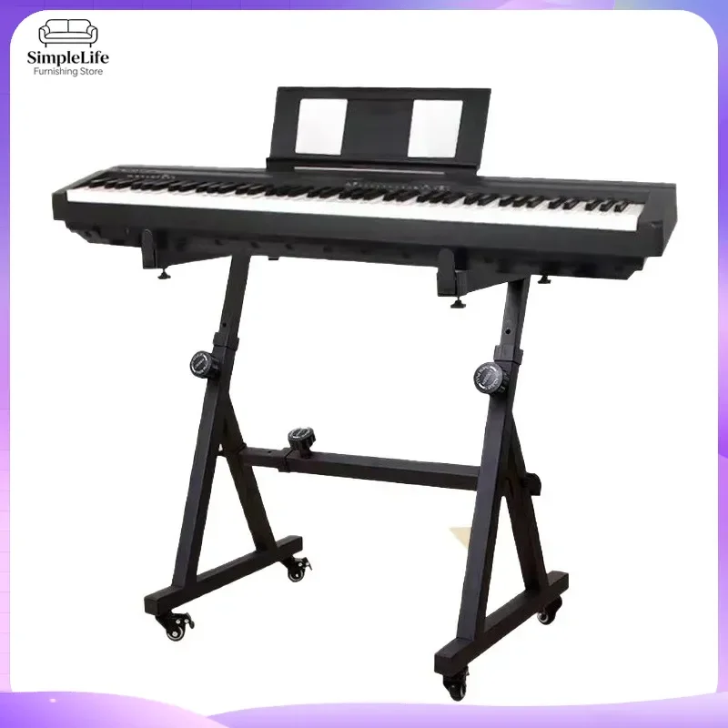Z Shape Electronic Keyboard Stand Adjustable Height Piano Bench with Wheels Universal Musical Instrument Holder Folding Metal view 3