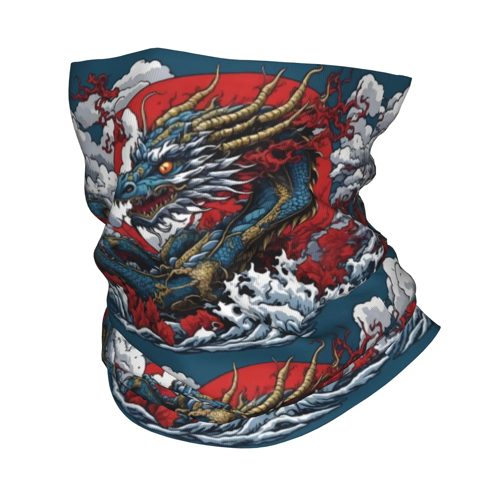 Custom Red Dragon Bandana Neck Warmer Men Women Winter Hiking Ski Scarf Gaiter Traditional Mascots Crtoon Face Cover