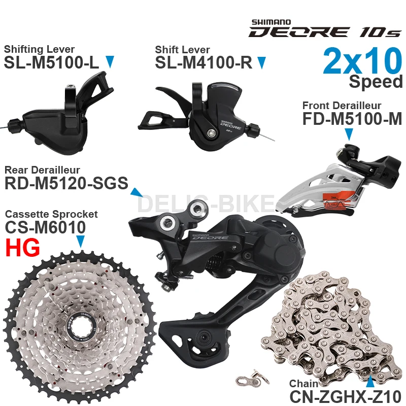 SHIMANO DEORE M4100 M5100 2x10 Speed Groupset Shifters Front/Rear