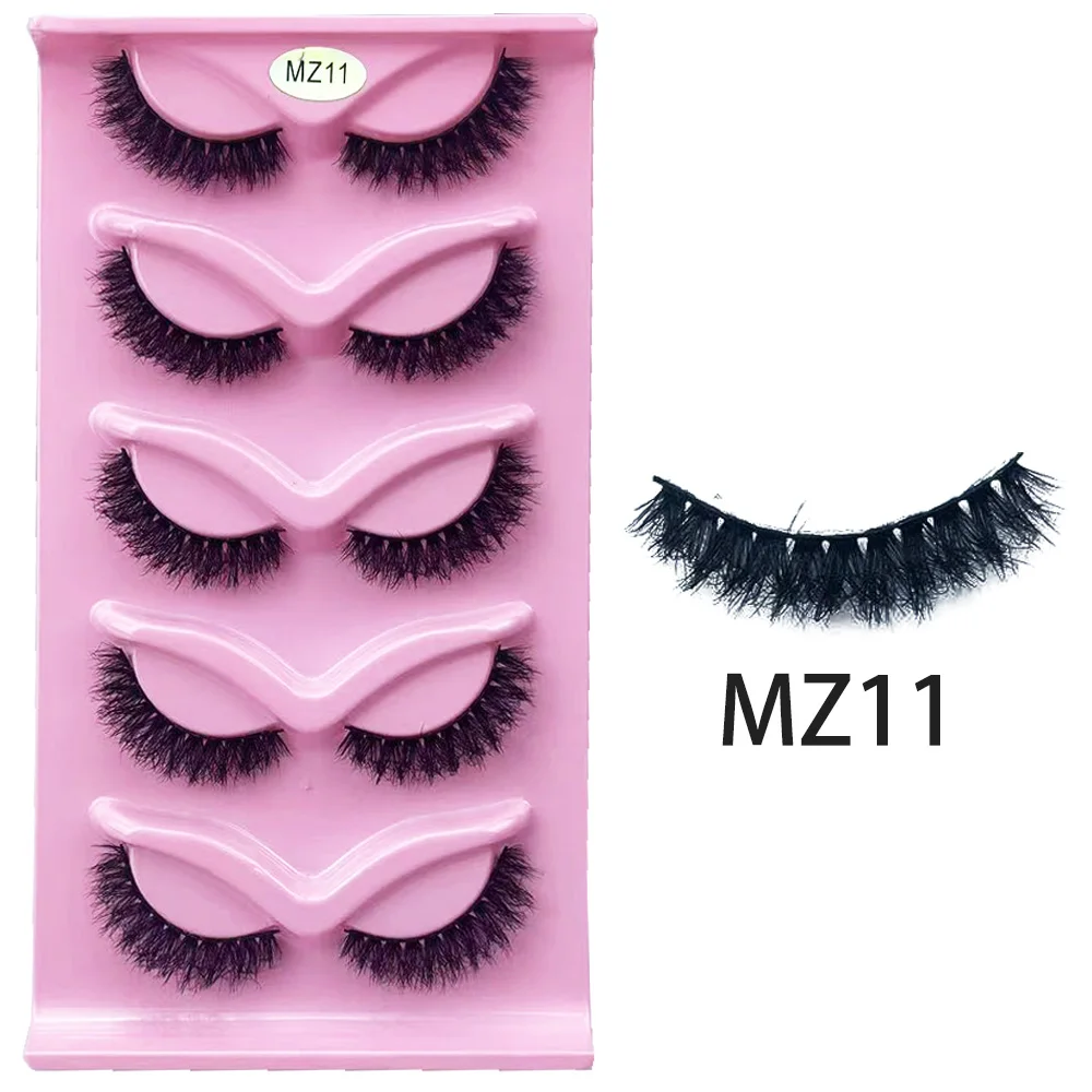 5 Pairs Eye Lashes Fluffy Faux Mink Eyelashes False Eyelash Natural Look Wispy Fluffy Soft Curly Lashes Eyelash Extension cilios