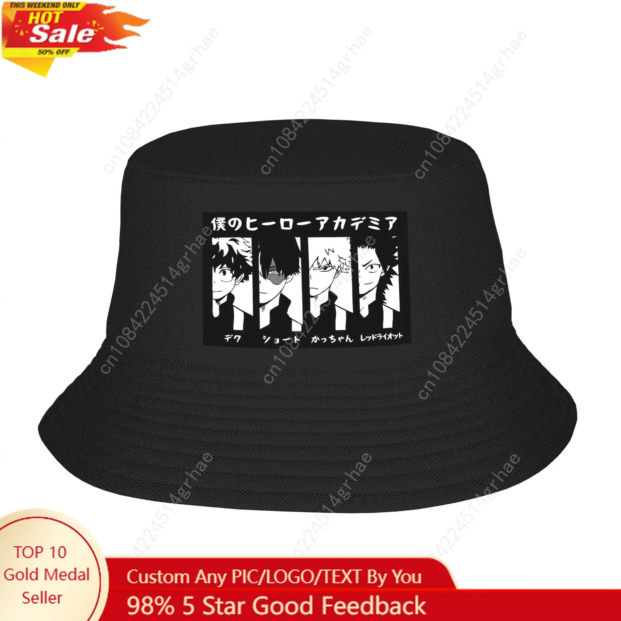 

My Hero Academia Bucket Hats Headwear Stuff Boku no Midoriya Deku Katsuki Anime Manga Fishing Fisherman Hat for Women Ispoti Hat