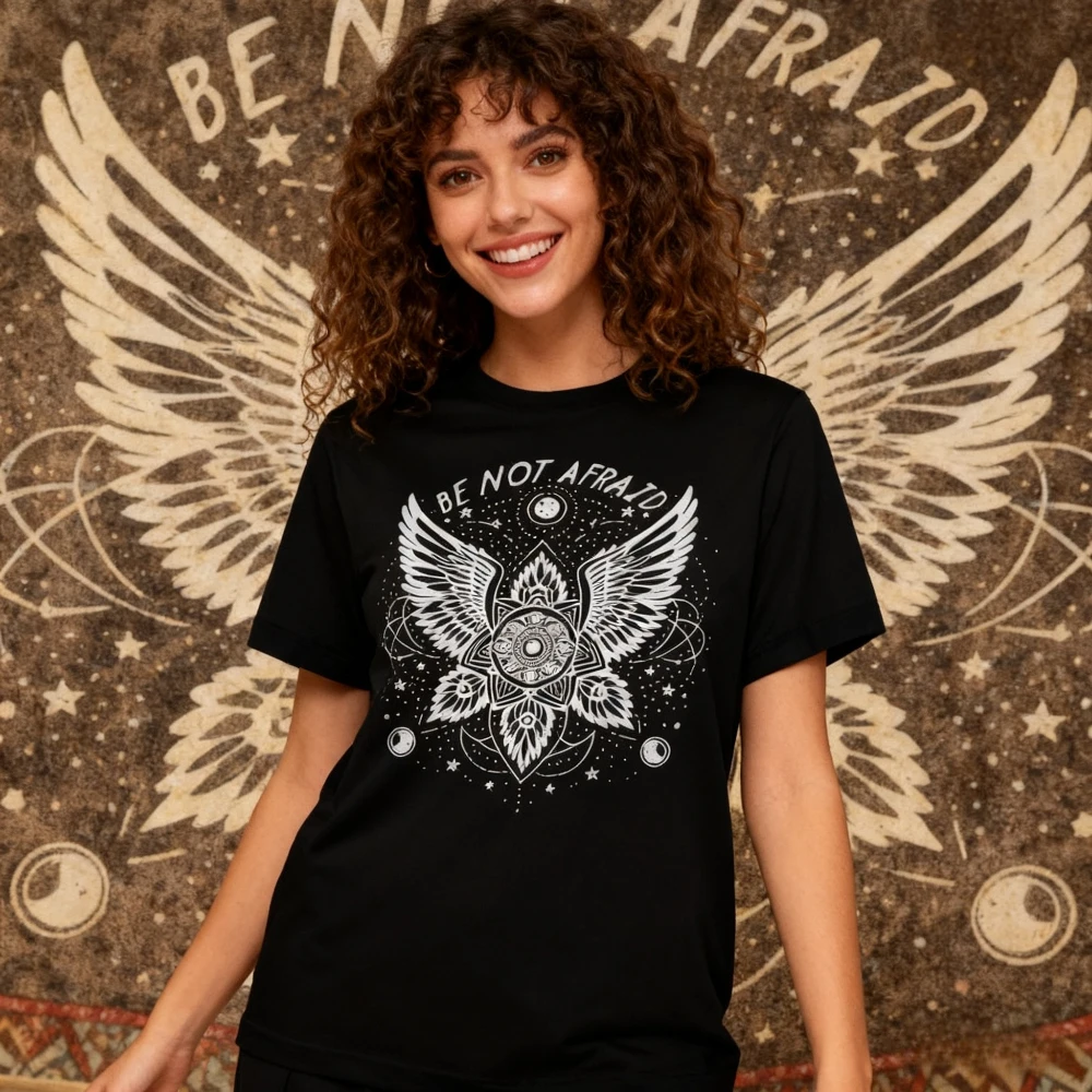 Be Not Afraid Biblically Accurate Angel Version Shirt Biblically Correct Angel Graphic Printed T-shirt Unique Gothic Men Women T