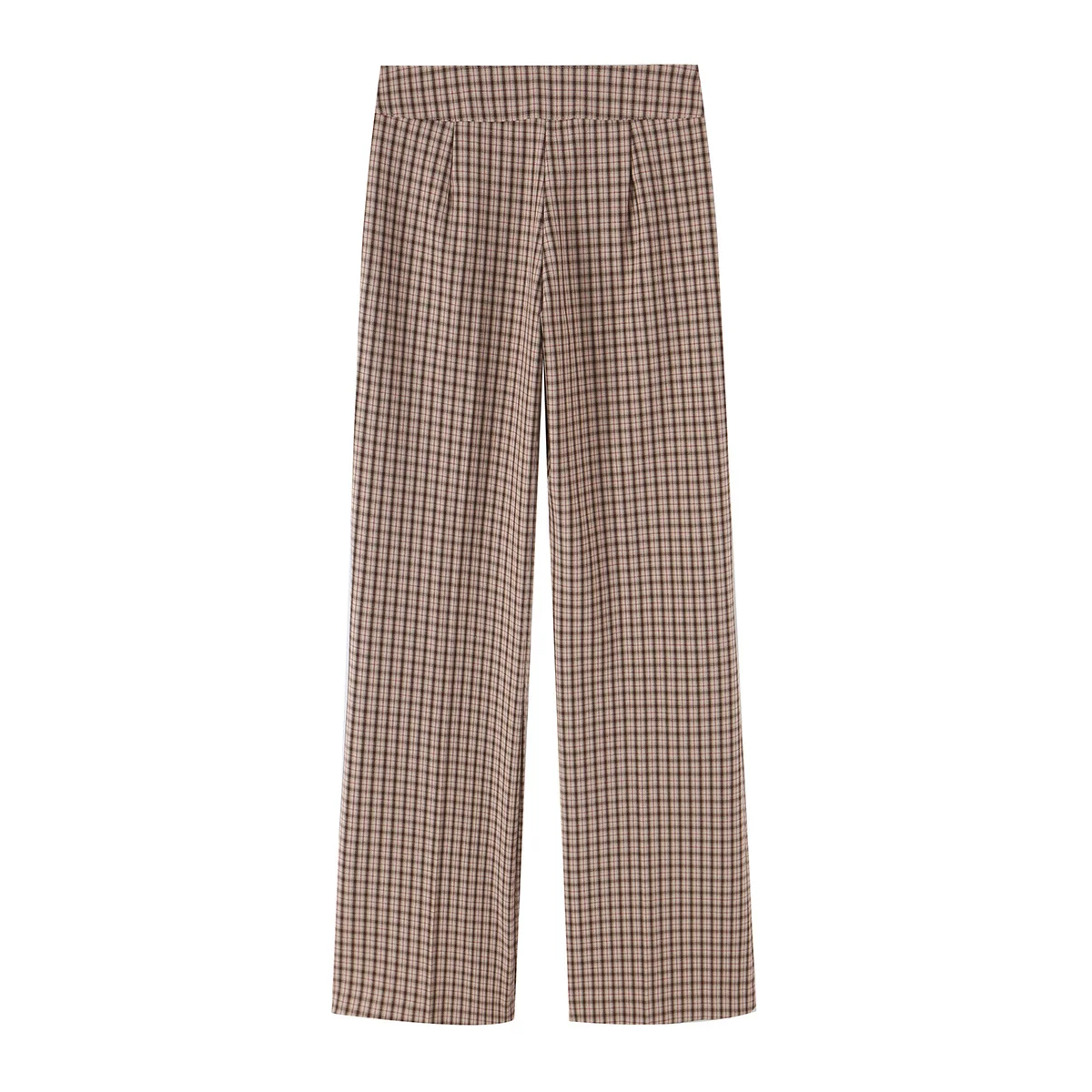 KONDALA Schickes Damen-Herbst-Freizeit-Karomuster-Anzug-Set, schmales Kurzarmhemd + gerade lange Hose mit Reißverschluss, modisch 2026, Vintage-Büro-Set – Detail 15