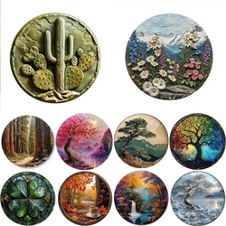 The Tree of Life Theme Round Metal Aluminum Sign Art Desktop Decorative Plates For Bar Cafe Club Yard Home Office Wall Decor