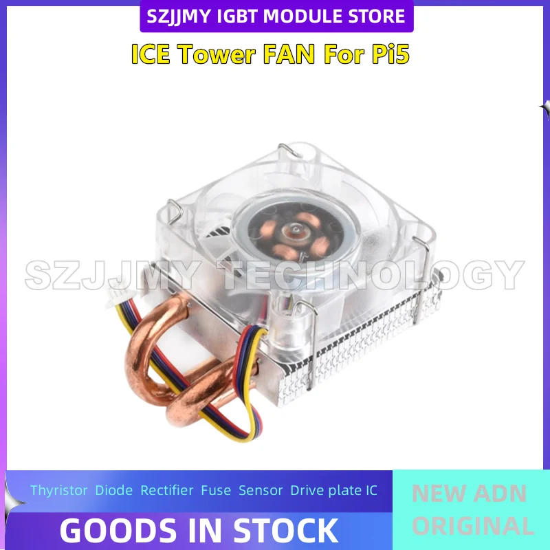 Raspberry Pi 5 CPU Ice Tower Cooling Fan Fin Heat Sink RGB LED Strong Glitter Fan Low Noise   NEW ORIGINAL IN STOCK