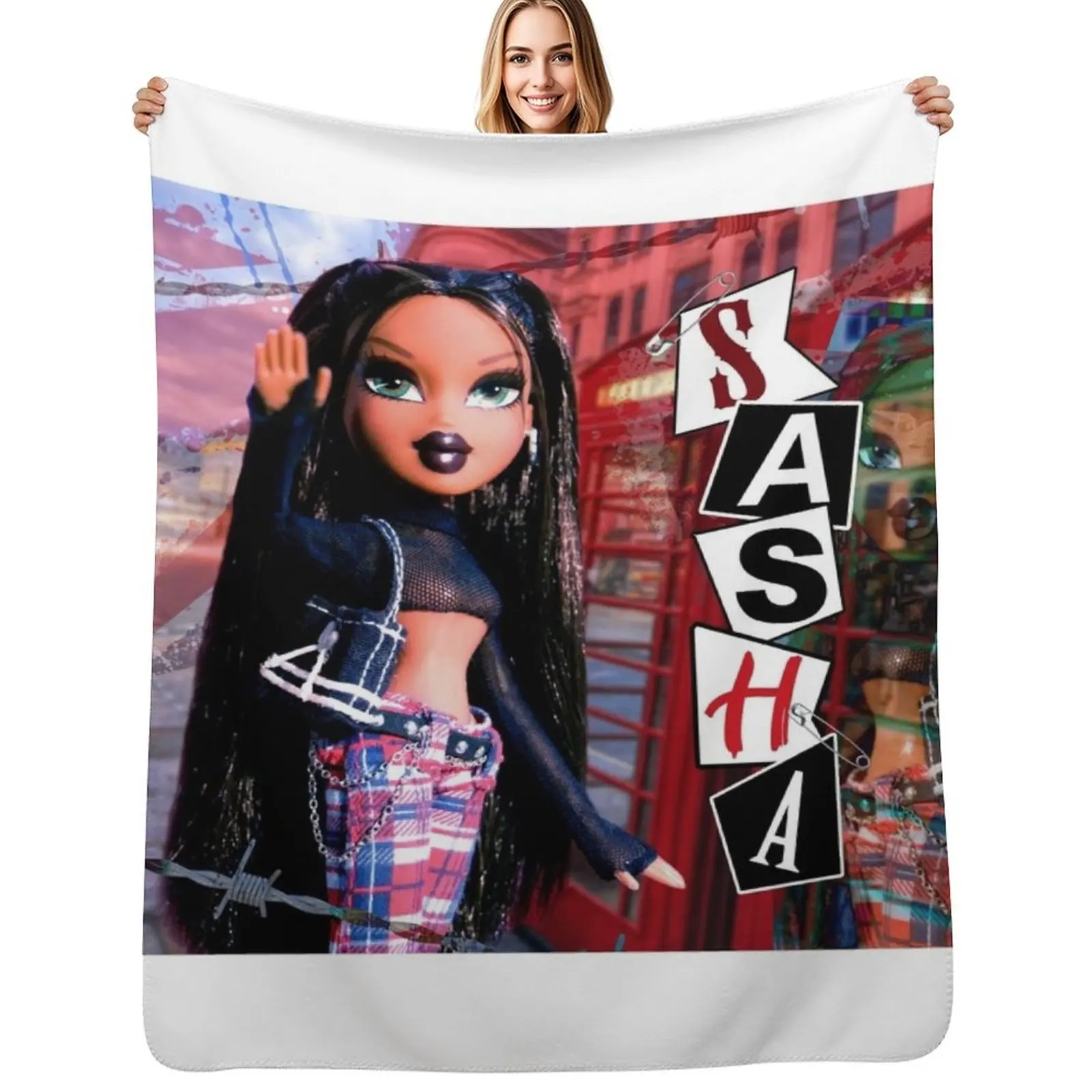 Bratz Punk Sasha Throw Blanket Soft Sherpa Fleece Warm Blanket for Winter