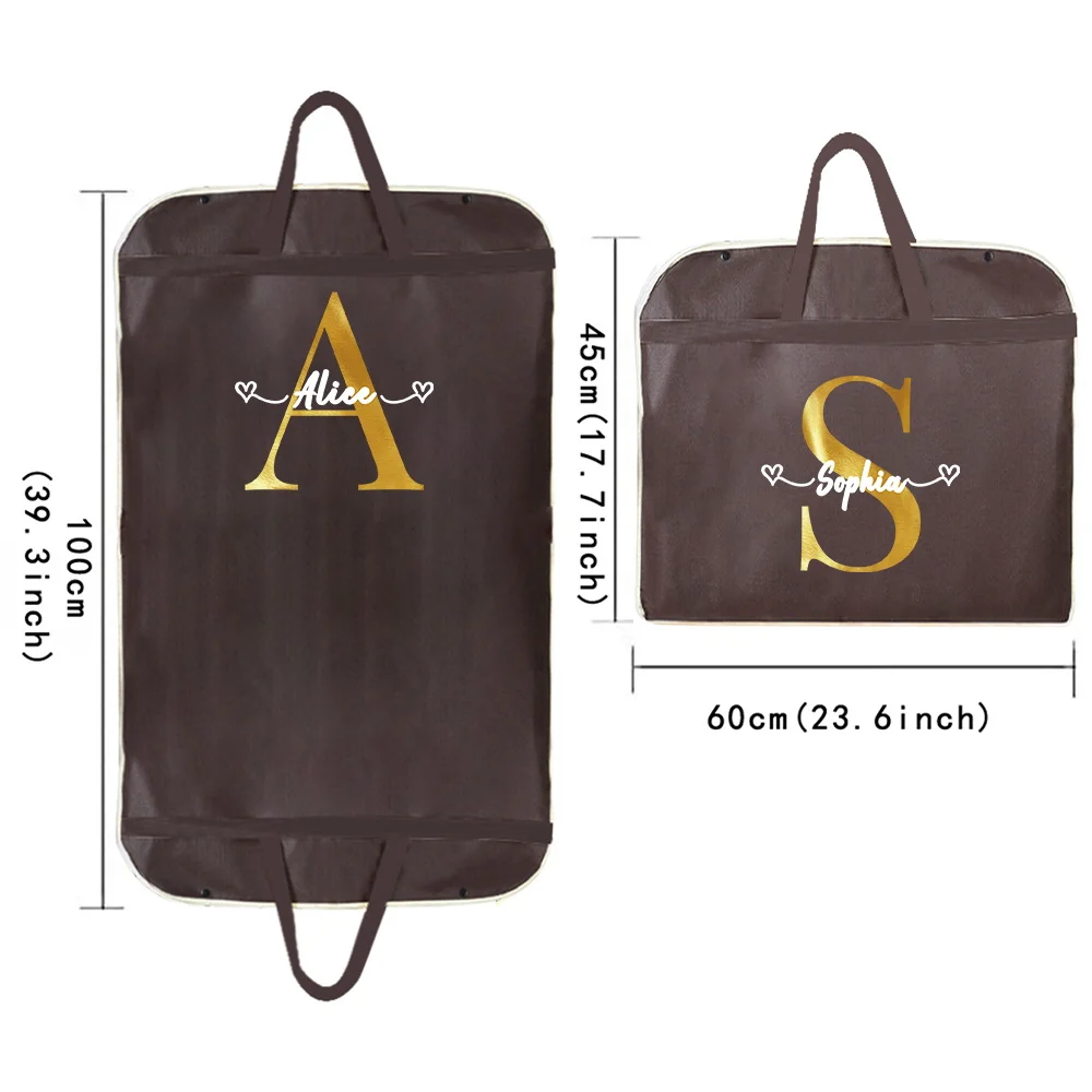 Customized Brown Non-woven Dust Cover Thickened Suit Jacket Protective Cover Wardrobe Storage Bag Fashionable Gold Letter Series