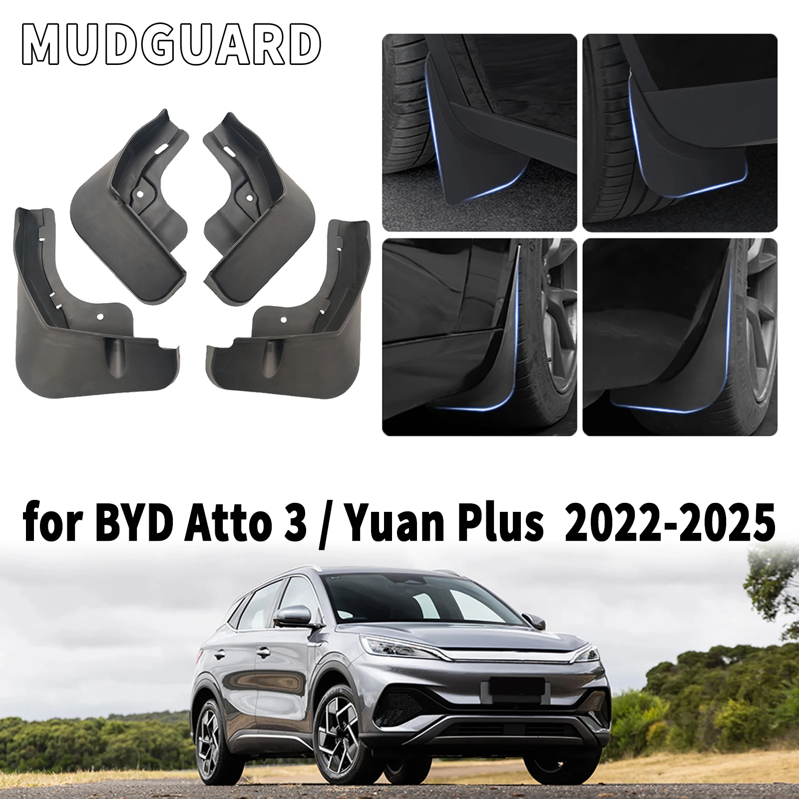 MudFlaps Accessories Front Rear Wheels Fender Car for BYD Atto 3 Yuan Plus 2022 2023 2024 2025 Mudguards Mud Flaps Splash Guards